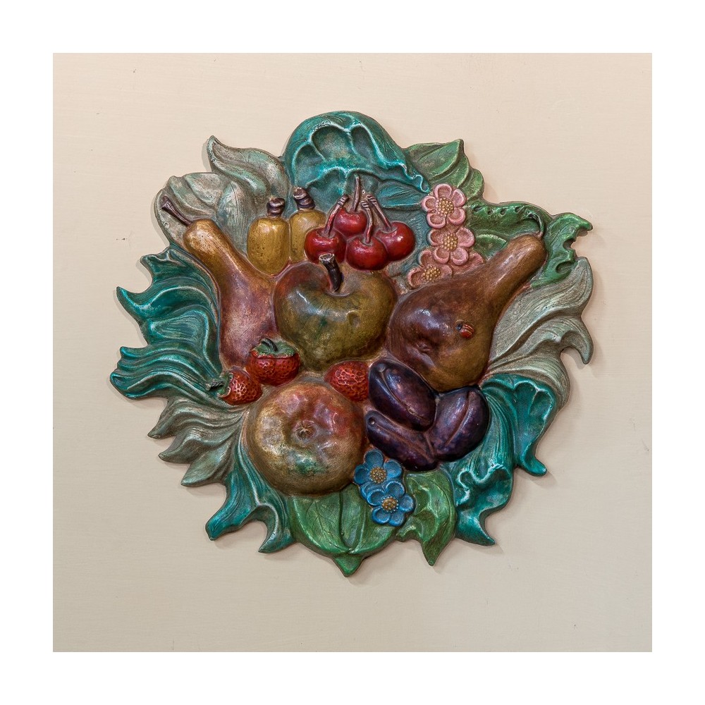 Colored Patinated Ceramic Fruit Panel